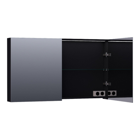 BRAUER Impress Deluxe spiegelkast - 120x70x15cm - interne en externe verlichting - 2 dubbelzijdige spiegeldeuren - mat zwart SHOWROOMMODEL SHOW26721