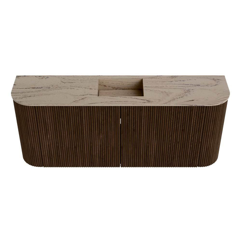 Mondiaz JOYA-DLUX Meuble de salle de bains 103.2cm - arrondis gauche et droite couleur Walnut - Vasque FAYE position Milieu Sans trou de robinet couleur Arena SW1424381