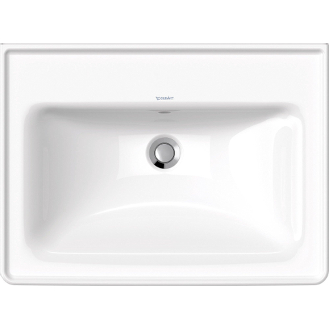Duravit D-neo Wastafel - met waskom midden - zonder kraangat - met overloop - 65x48cm - met wondergliss - wit SW640401