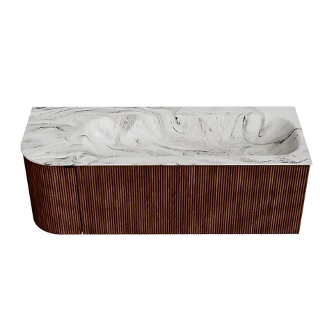 Mondiaz KURVE-DLUX Badkamermeubelset - 125x46x40cm - 1 lade - 1 deur - wastafel solid surface - rechts - 1 kraangat - Ruby SW1415820