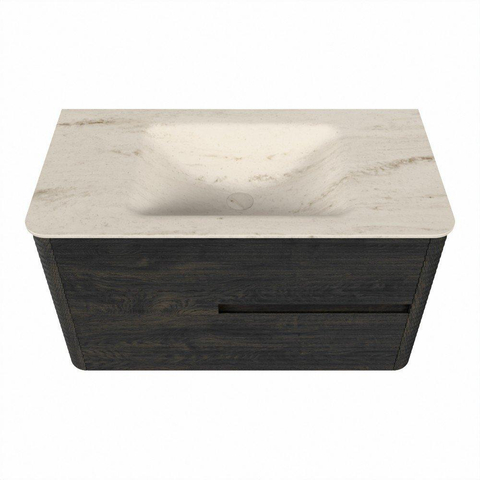 Mondiaz CIRO-DLUX Badkamermeubelset - 90x45x50cm - Solid surface wastafel Meli - 1 wasbak Midden - 1 kraangat - 2 lades - Shadow SW1532380
