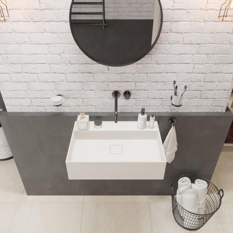 Ideavit SolidBliss Wastafel 60x40x16cm 0 kraangaten Solid surface mat wit SW420096