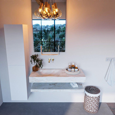 Mondiaz ALAN-DLUX Ensemble de meuble - 110cm - meuble Frappe mat - 0 tiroirs - Lavabo Cloud Frappe suspendu - vasque Gauche - 0 trous de robinet SW809316