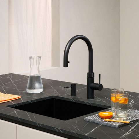 Quooker Flex Round kokendwaterkraan - draaibare & uittrekbare uitloop - PRO3 reservoir - kokend water - zwart SW299642