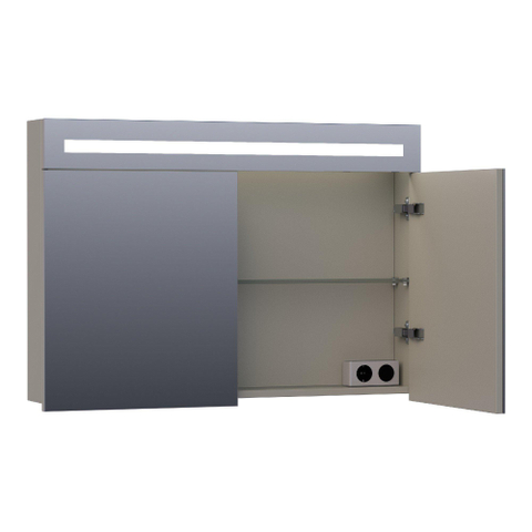 Saniclass 2.0 Spiegelkast - 100x70x15cm - verlichting geintegreerd - 2 links- en rechtsdraaiende spiegeldeuren - MDF - mat taupe SW371633
