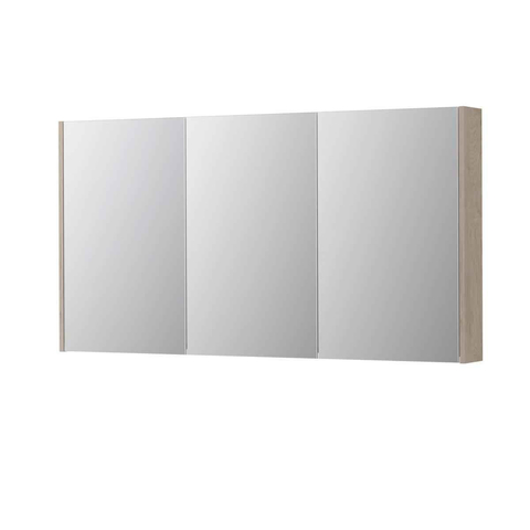 INK SPK2 armoire de toilette – 140 x 74 x 14 cm – 3 portes, portes-miroir double face – Chêne Ivoire SW798182
