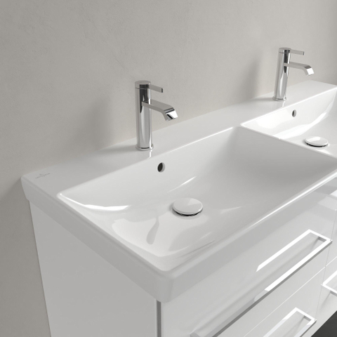 Villeroy & Boch Avento dubbele meubelwastafel - 120x47cm - 2 kraangaten - met overloop - White Alpine (glans wit) SW209499