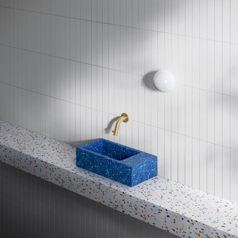 Clou Flush lave-mains - 36x18x9cm - sans trou robinet - droite - middernacht marine (bleu) SW848906