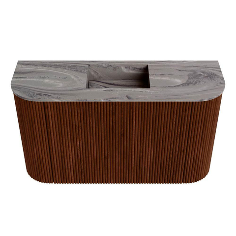 Mondiaz JOYA-DLUX 73.2cm toiletmeubel - ronding links en rechts kleur Ruby - Wastafel FAYE positie Midden Zonder kraangat kleur Sombra. SW1425714