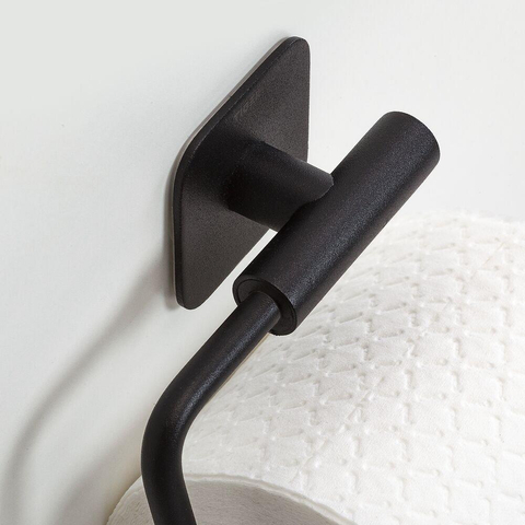 Tiger Colar Toiletrolhouder - zonder klep - zelfklevend - zwart SW877226