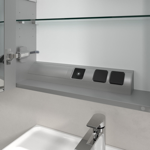 Villeroy & Boch my view 14 My View spiegelkast - met 3 deuren - met geïntegreerde LED verlichting verticaal - 130x75x17.3cm - zilver 1024983