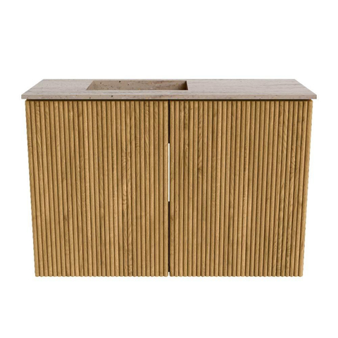 Mondiaz JOYA-DLUX 60cm toiletmeubel - kleur Oak - Wastafel FAYE positie Links 1 kraangat kleur Saba. SW1424161