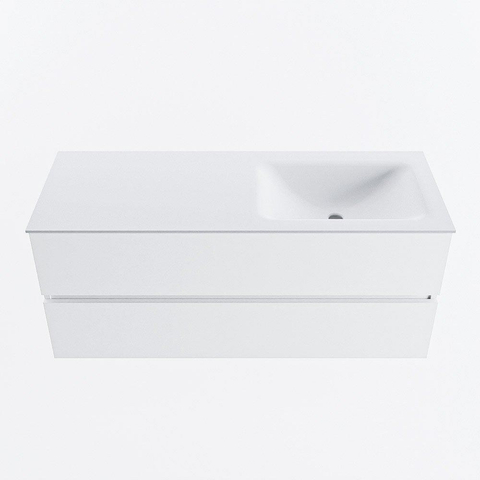 MONDIAZ VICA 120cm meuble de salle de bains sous-meuble Talc 2 tiroirs. Lavabo CLOUD à droite 1 trou de robinet, couleur Talc. SW1381893