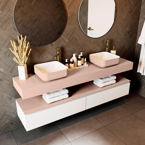Mondiaz TOP 30 Plan sous vasque suspendu - 180x30x12cm - solid surface - Rosee SW1022213