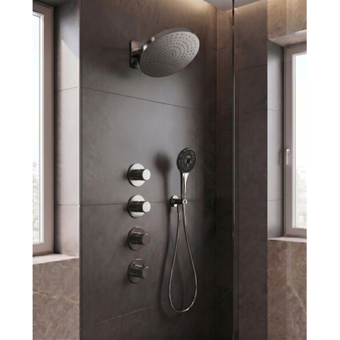 Uniforma inbouw regendoucheset – thermostatisch – Ø32 cm hoofddouche met waterval – handdouche met houder – gunmetal SW1578140