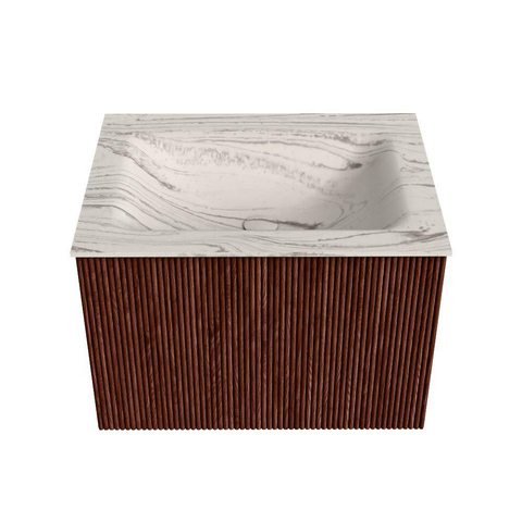 MONDIAZ KURVE-DLUX 60cm badmeubel kleur Ruby met 1 lade en 0 deuren. Wastafel CLOUD Midden 1 kraangat Nata. SW1432506