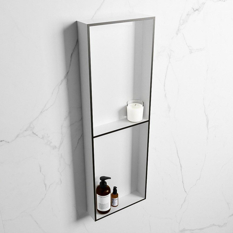 Mondiaz Easy nis 29.5x149.5x8cm voor Inbouw/opbouw 2 open vakken Solid surface Talc/Urban SW643822
