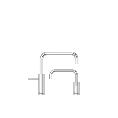 Quooker Nordic Square Twintaps kokendwaterkraan - draaibare uitloop - Combi incl. Cube reservoir - Warm / kokend / bruisend / gefilterd water - Chroom SW299744