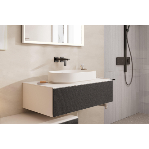 Hansgrohe Metropol 1 greeps wastafelkraan - afbouwdeel - met voorsprong 225 mm en afvoerplug - glans zwart chroom SW490354