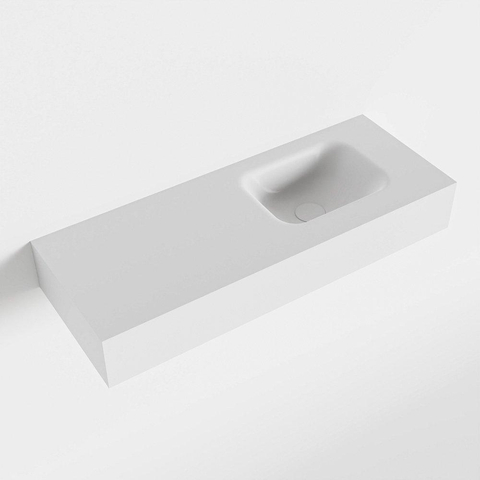 MONDIAZ LEX Lavabo à poser - 80x30x12cm - 0 trous de robinet - lavabo à droite - Solid Surface Talc mat SW476340