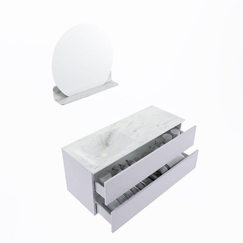 MONDIAZ VICA-DLUX Ensemble meuble de salle de bains - 120cm - meuble bas cale - 2 tiroirs - lavabo encastré cloud gauche - sans trous de robinet - version haute 60cm - opalo SW1088767