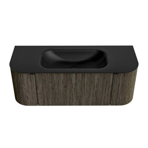 Mondiaz KURVE Ensemble de meuble de salle de bains - 120x46x40cm - 1 tiroir - 2 portes - lavabo solid surface - central - sans trou de robinet - Shadow SW1414166