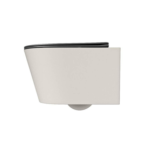 Mondiaz LAVIE hangtoilet – spoelrandloos – 36 x 53 cm – met softclose zitting – Linen (offwhite), zitting Dark grey (grijs) SW1208603
