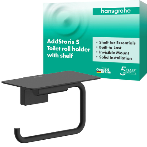 Hansgrohe AddStoris S closetrolhouder met planchet mat zwart SW1567181