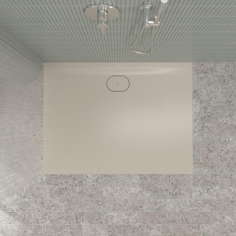 Villeroy & Boch Ecora douchebak - 120x90x3.5cm - afvoer lange zijde - almond (beige) SW1558903