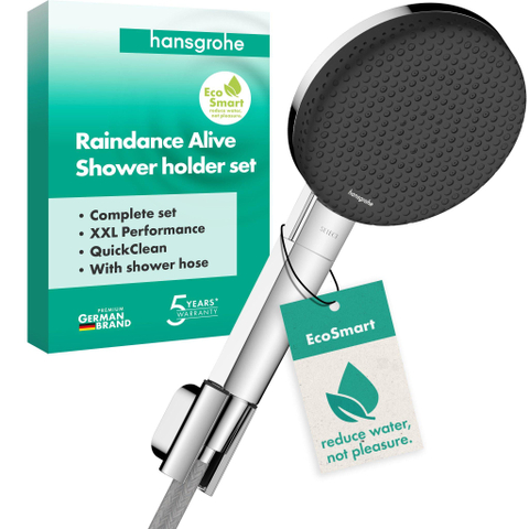 Hansgrohe Raindance Alive Select S Doucheset - 125 - 3jet - ecosmart - met designflex textiel - doucheslang - 160 cm - hoogglans chroom SW1388446