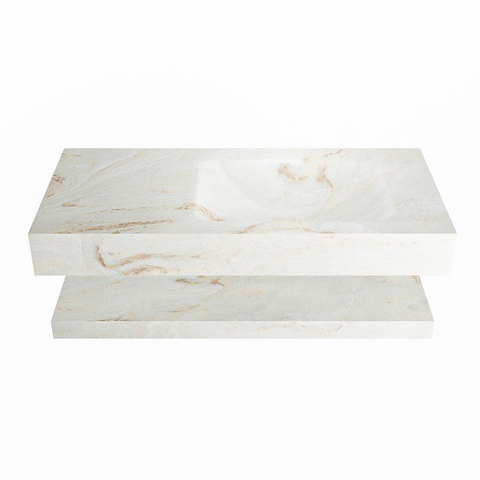 Mondiaz ALAN-DLUX Ensemble de meuble - 100cm - meuble Frappe mat - 0 tiroirs - Lavabo Cloud Frappe suspendu - vasque Droite - 1 trou de robinet SW809295
