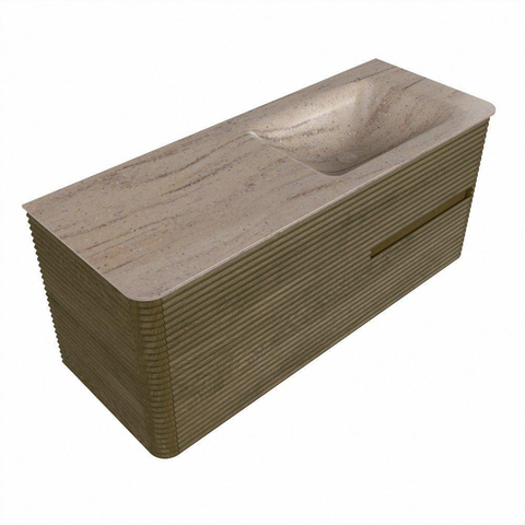 Mondiaz CIRO-DLUX Ensemble de meubles de salle de bains - 120x45x50cm - Plan vasque en solid surface Saba - 1 lavabo à droite - 1 trou de robinet - 2 tiroirs - Dusk SW1533334