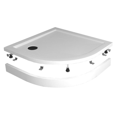 Wiesbaden Panneau de recouvrement avec pieds pour receveur de douche quart de rond 90 x 90 x 4 cm blanc brillant SW95519