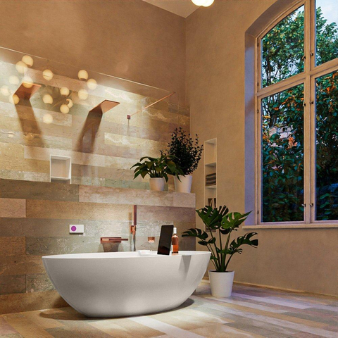 MONDIAZ FLOAT Baignoire îlot - 170x80cm - lin/talc SW491489