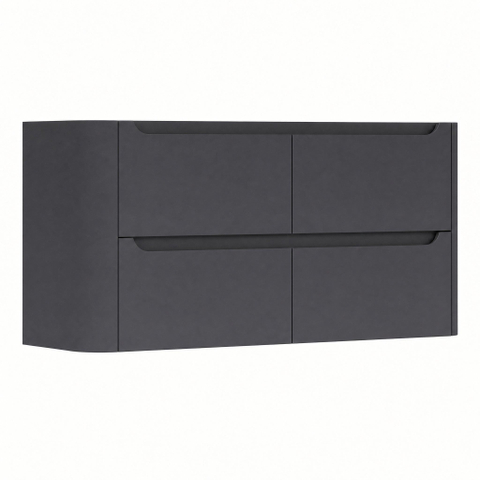 H&R Badmeubelen Juice Wastafelonderkast - 120x45x50cm - linkerhoek afgerond - 4 lades - geïntegreerde greep - antraciet mat SW1571748