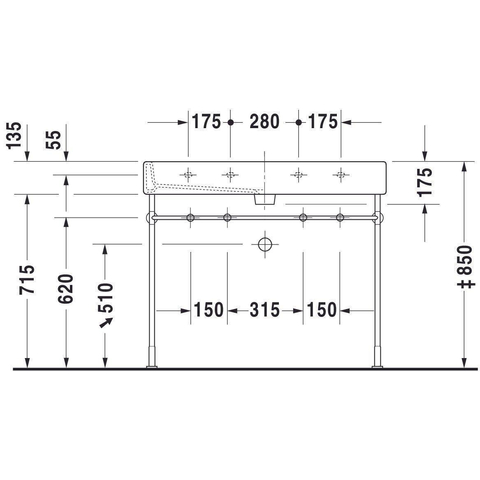 Duravit Vero Wastafel - met kraangat - met overloop - 100x47cm - wit 0305315