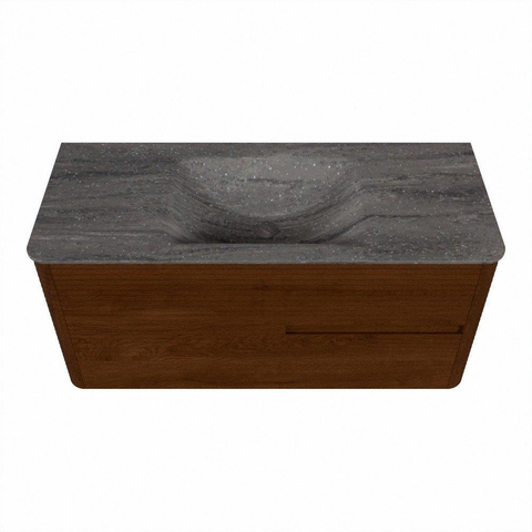 Mondiaz CIRO-DLUX Meuble de salle de bains - 110x45x50cm - Plan-vasque solid surface Oza - 1 vasque au milieu - sans trous de robinetterie - 2 tiroirs - Ruby SW1532087
