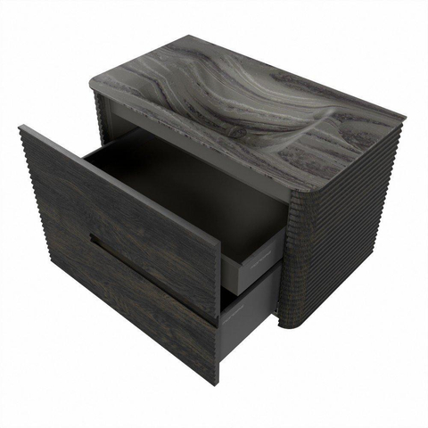 Mondiaz CIRO-DLUX Ensemble de meubles de salle de bains - 80x45x50cm - Vasque solid surface Sombra - 1 lavabo central - 1 trou de robinet - 2 tiroirs - Shadow SW1532744