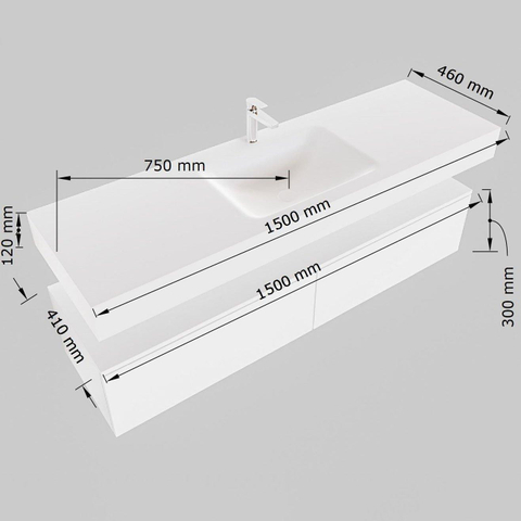 Mondiaz ALAN-DLUX Ensemble de meuble de salle de bain - 100x46cm - 2 tiroirs - vasque suspendue - sans trous de robinetterie - 2 au centre - Dark Brown (chêne foncé) SW1216128