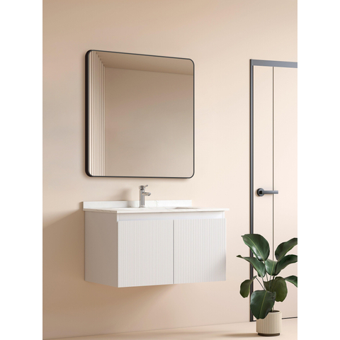 Saniclass Retro Line miroir – carré – 100 x 100 cm – Noir mat SW643419