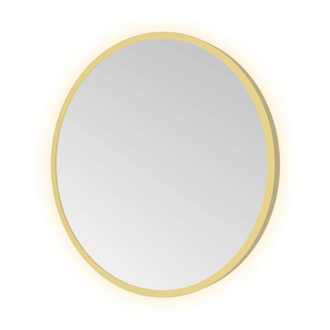 Hotbath &MORE Spiegel in aluminium frame / round - diameter 40cm - inclusief indirect LED - color changing - dimbaar - dottless - met afstandsbediening - PVD - geborsteld messing goud SW1245857