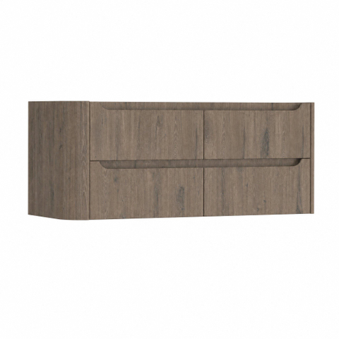 H&R Badmeubelen Juice Wastafelonderkast - 120x45x50cm - linkerhoek afgerond - 4 lades - geïntegreerde greep - tucson oak SW1571941