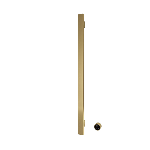 Hotbath &MORE Handdoekradiator - 19x115cm - vierkant - 1 stangen - verticaal - met schakelaar - PVD - geborsteld messing (goud) SW1245830
