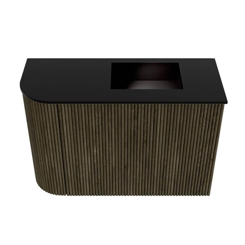 Mondiaz JOYA 61.6cm meuble de salle de bains - arrondi gauche couleur Shadow - Vasque FAYE position Droite 1 trou de robinet couleur Urban. SW1421507