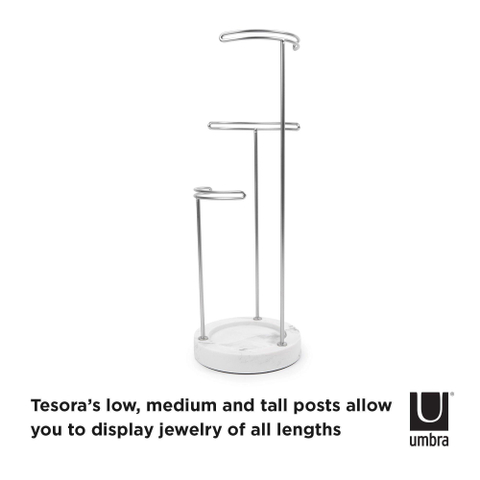 Umbra Tesora sieradenhouder 15x42x15cm staal wit/Metallic nikkel SHOWROOMMODEL SHOW24839