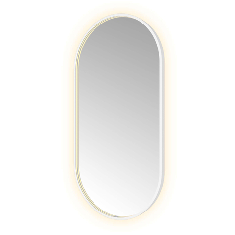 Hotbath &MORE Spiegel Oval - 60x120cm - direct en indirect LED - spiegelverwarming - dimbaar - met afstandsbediening - mat wit SW1245618