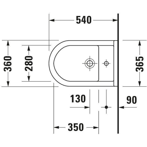 Duravit Starck 3 Wandbidet - 365x335x540mm - 1 kraangat overloop - verdekte bevestiging - glans wit 0293374