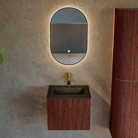 Mondiaz KURVE Ensemble de meuble de salle de bains - 50x46x40cm - 1 tiroir - vasque solid surface - central - 1 trou de robinet - Ruby SW1415397