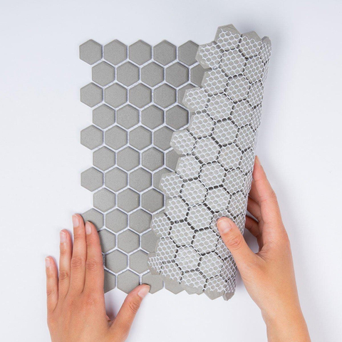 The Mosaic Factory London mozaïektegel - 26x30cm - wand en vloertegel - Zeshoek/Hexagon - Porselein Grey Mat SW62256
