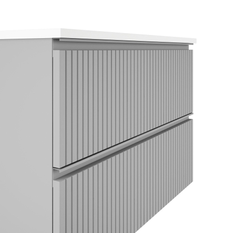 Saniclass Prime Blend Meuble de salle de bain - 80x55x46cm - 1 vasque ovale en céramique blanc - 1 trou de robinet - 2 tiroirs - miroir rectangulaire - mat greige (gris) SW916997